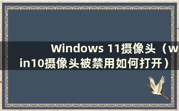 Windows 11摄像头（win10摄像头被禁用如何打开）